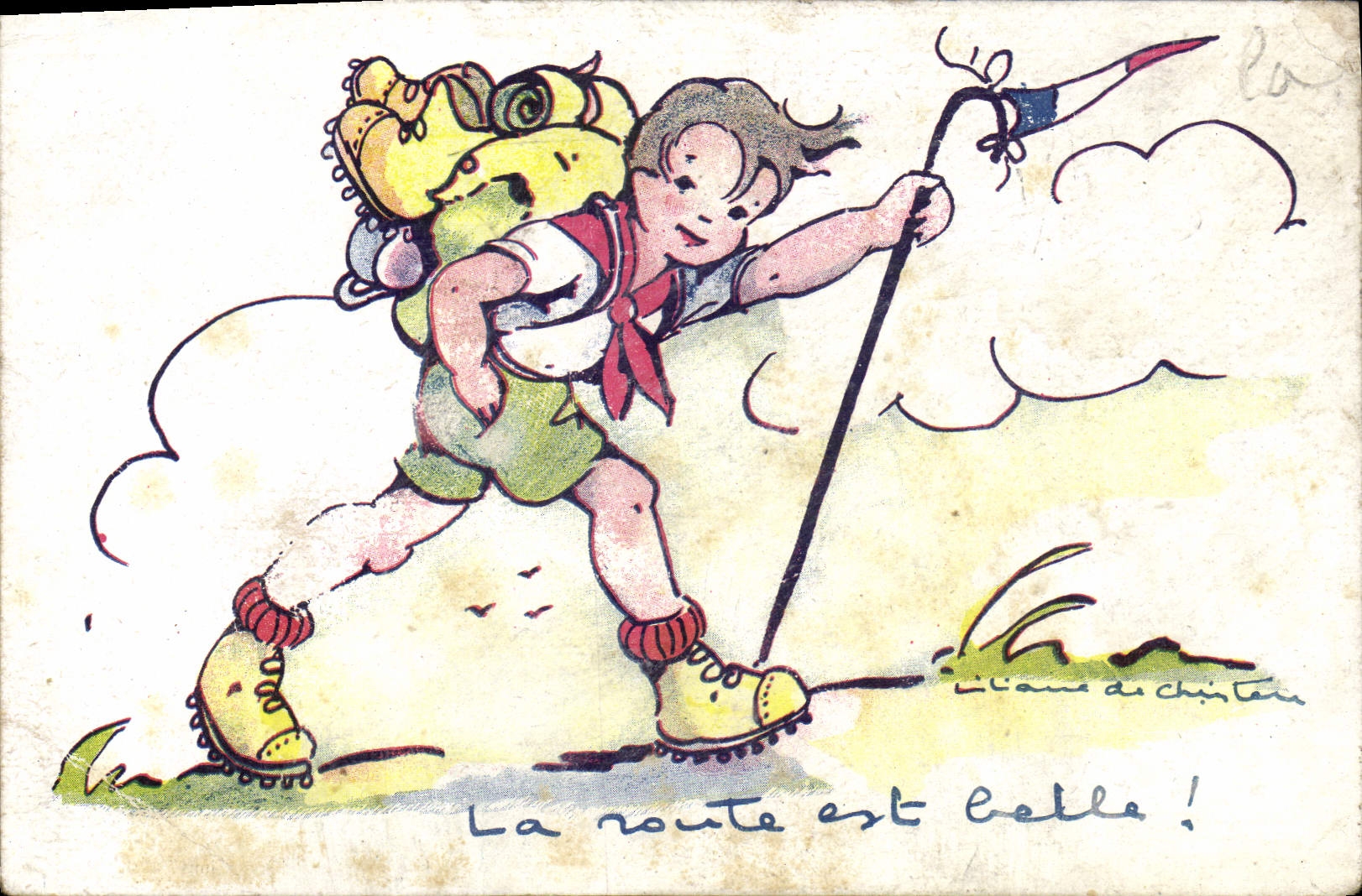 CPA Fantaisie Illustrateur Enfant Alpinisme