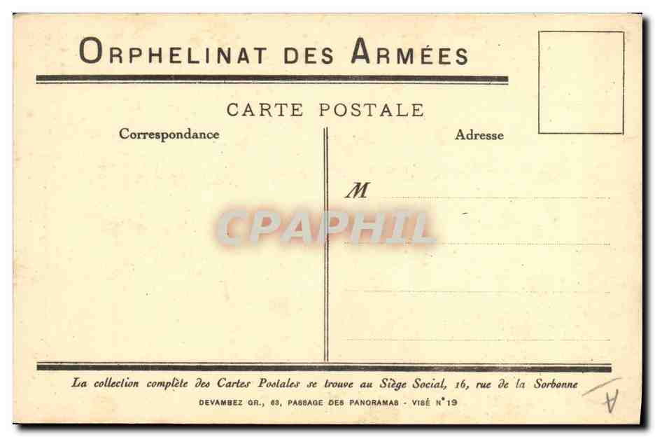 CPA Fantaisie Illustrateur Enfant Orphelinat des Armees — Rückseite