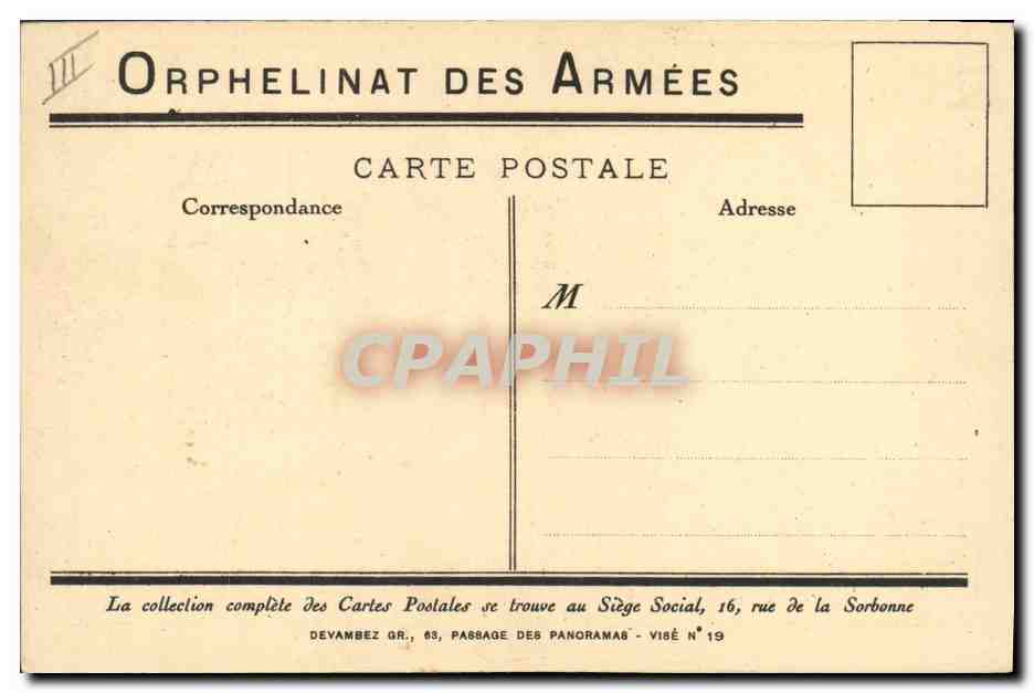 CPA Fantaisie Illustrateur Enfant Orphelinat des Armees — Rückseite