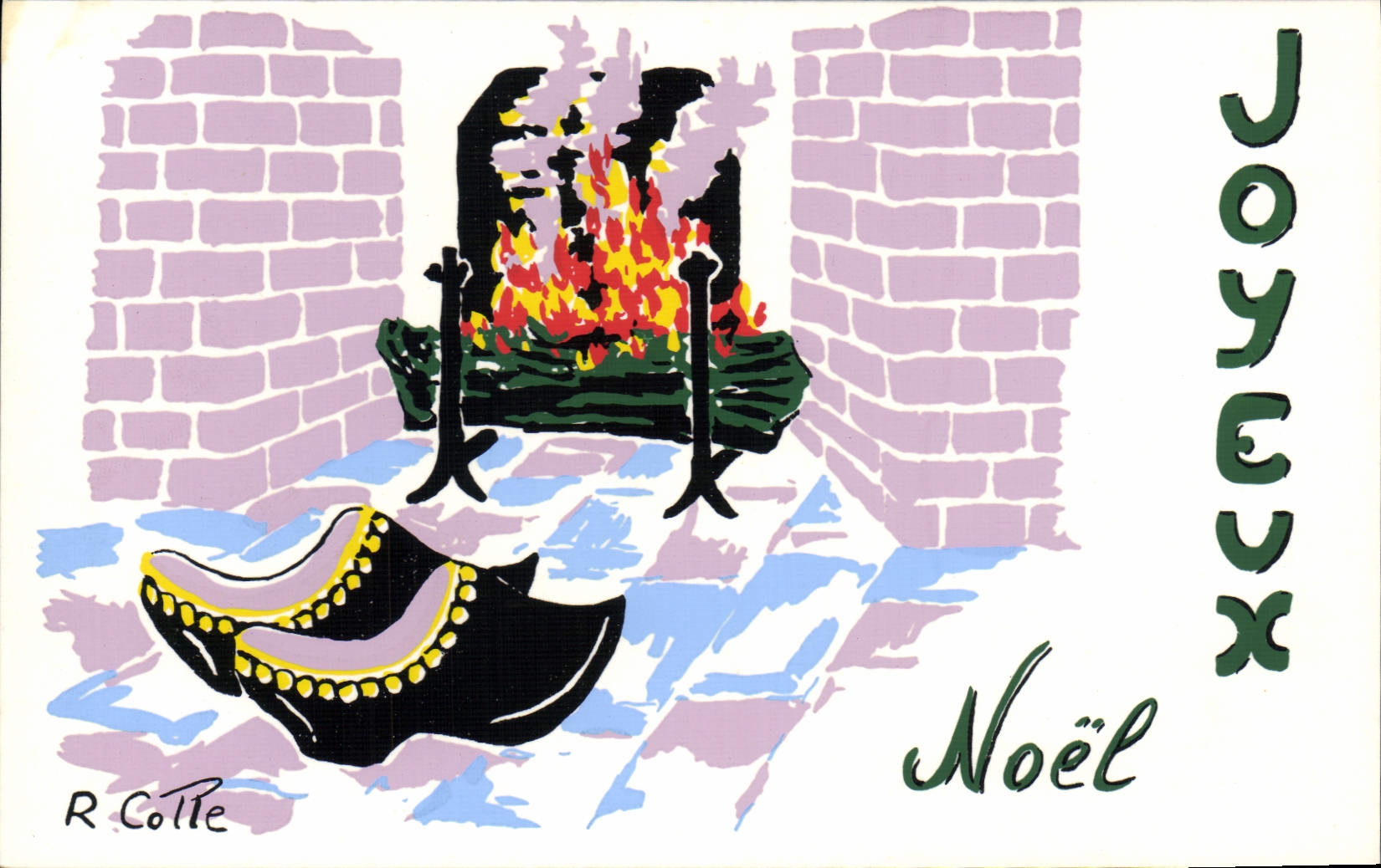 CPA Fantaisie Illustrateur Joyeux Noel Sabots