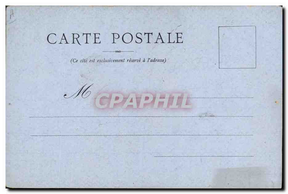 Coppia abbracciata bajo un palmo — ilustración de A. Cadeau — editor no visible — Reverso