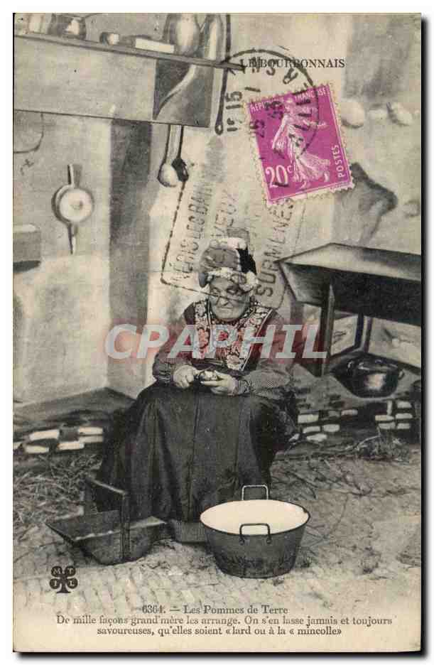 CPA Folklore Auvergne Femme Les pommes de terre Bourbonnais 