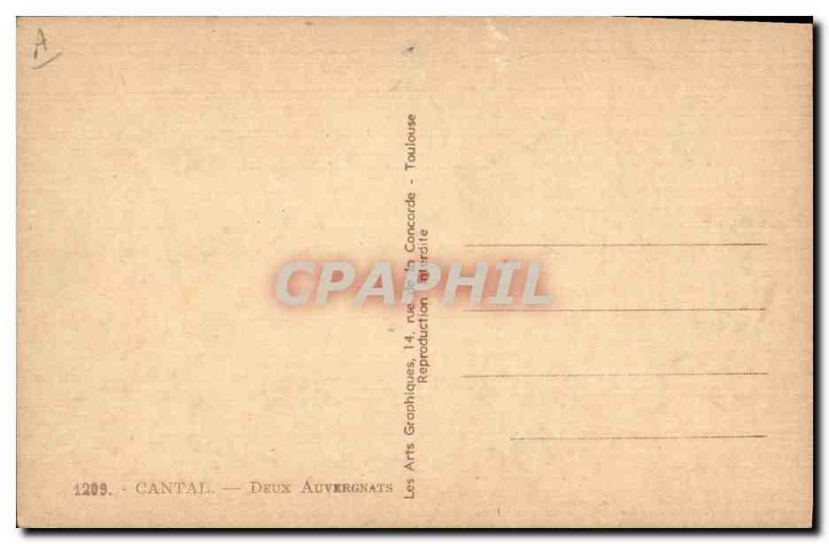 CPA Folklore Auvergne Cantal Deux Auvergnats — Verso
