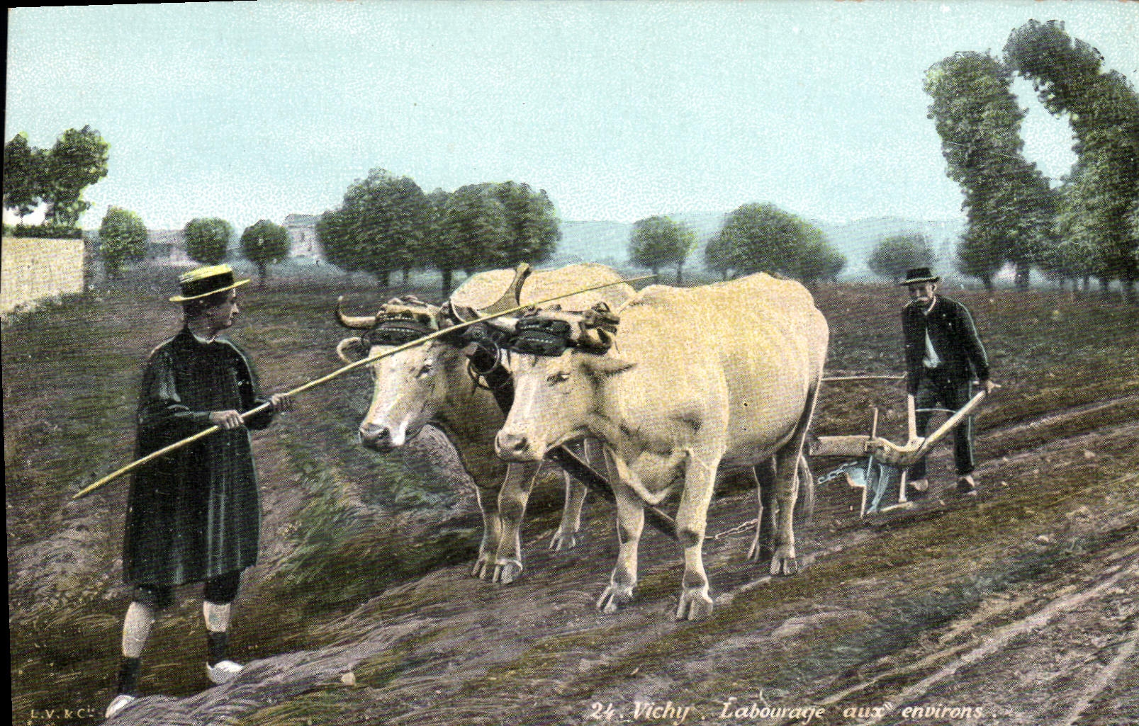 CPA Folklore Auvergne Vichy Labourage aux environs