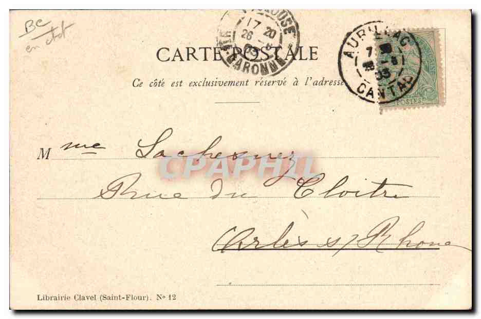 CPA Folklore Auvergne Paysannes sanfloraines Le Cantal — Verso
