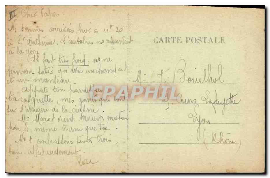 CPA Folklore Auvergne Enfants — Verso