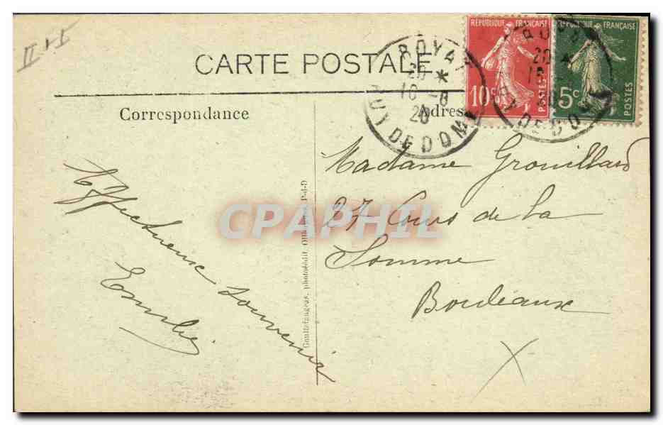 CPA Folklore Auvergne  — Verso