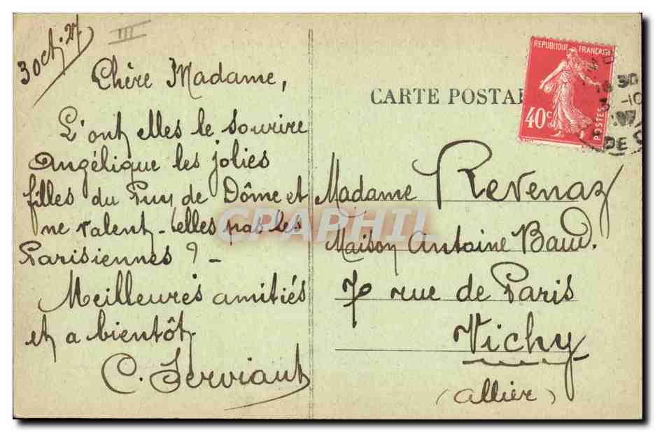 CPA Folklore Auvergne Femmes Region du Puy de Dome — Verso