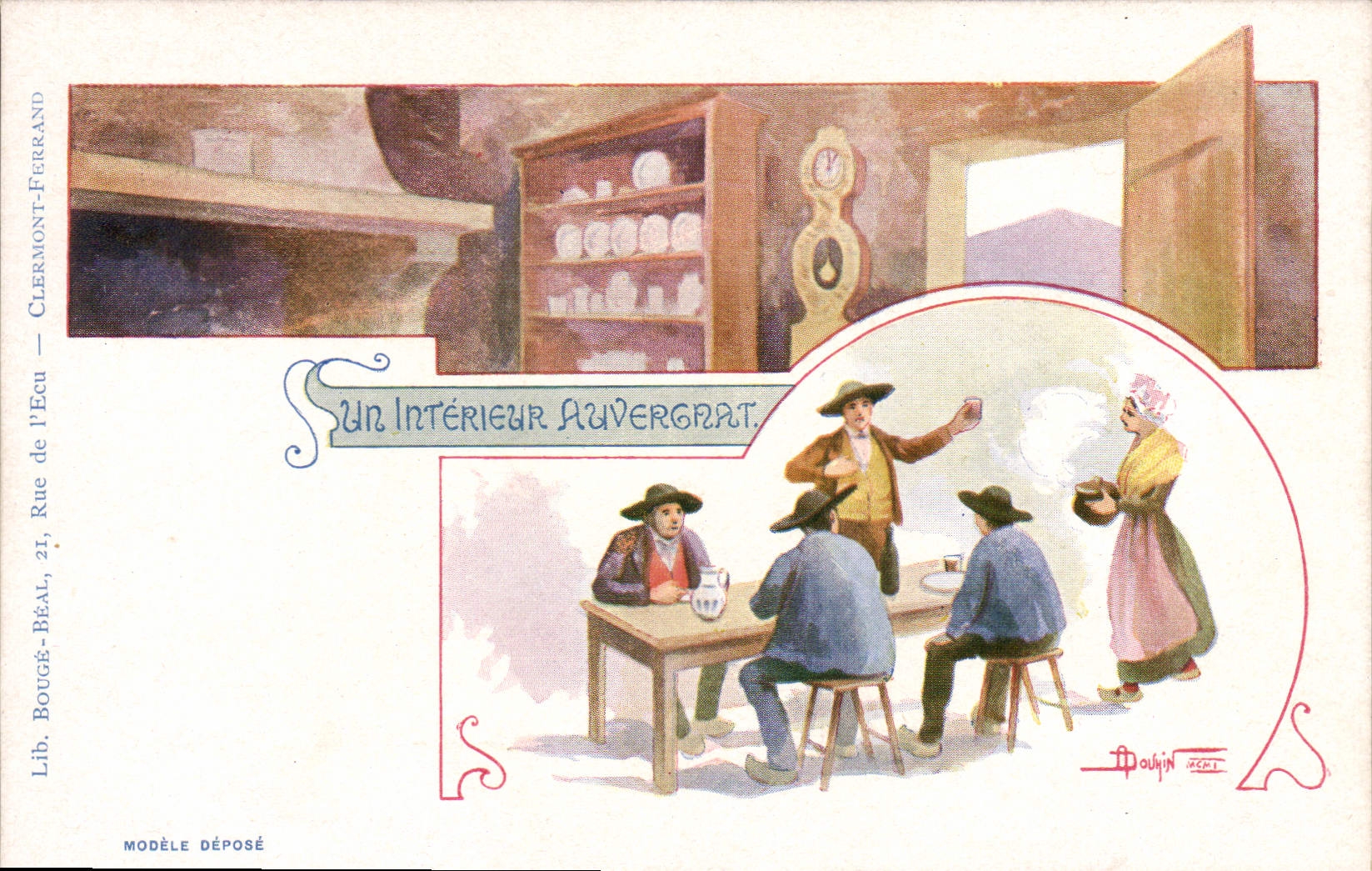 CPA Folklore Auvergne Un interieur Auvergnat