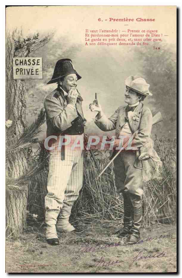 Chasse Privée — Scène de chasse avec dialogue — Éditeur : L. Cougoule