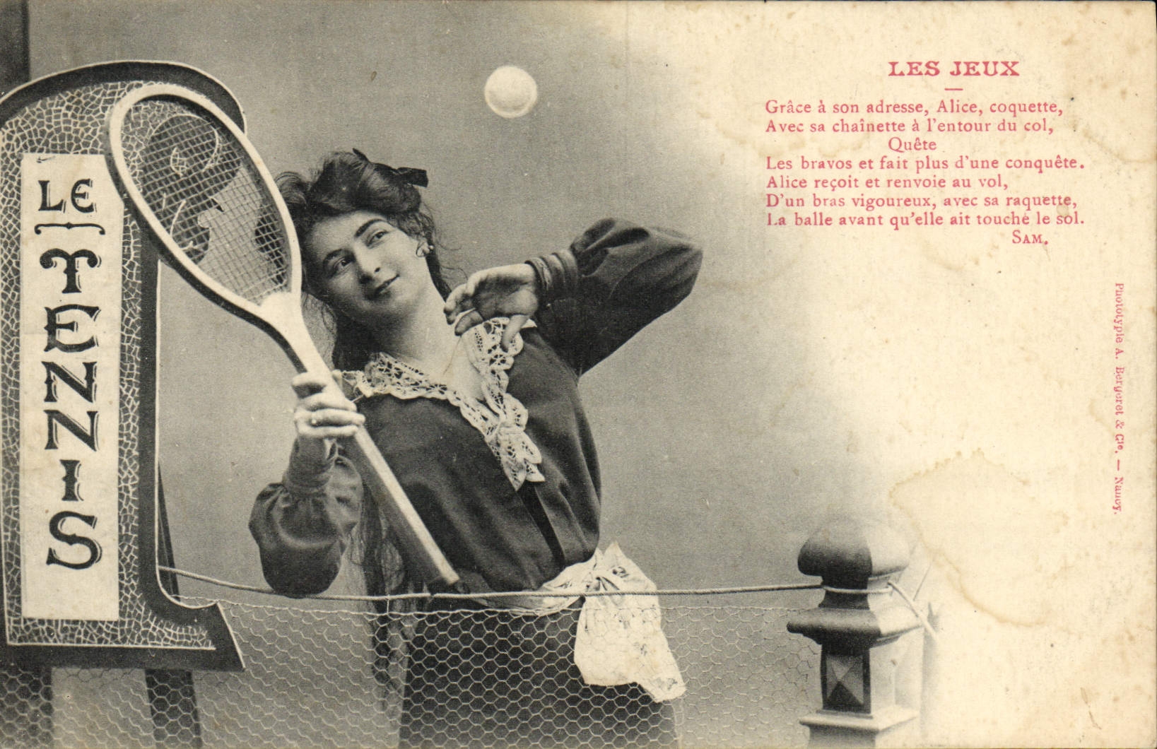 Alice jouant au tennis — éditeur Sam, Nancy