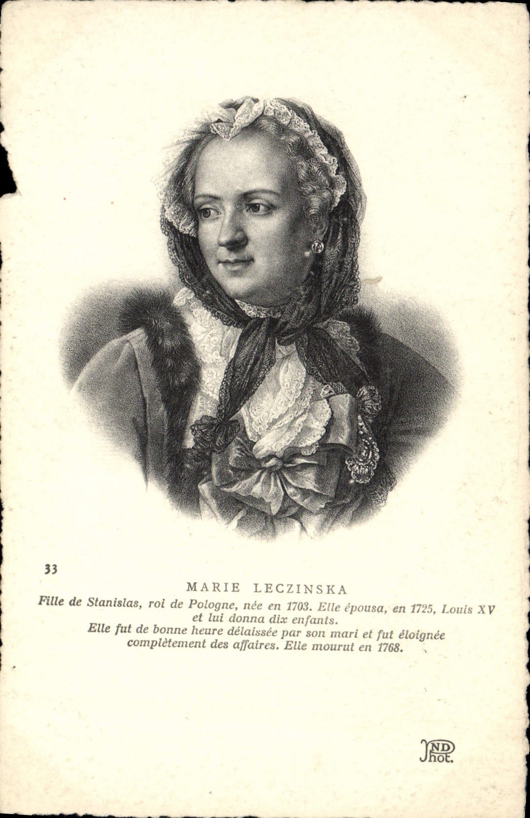 Marie Leszczinska — Fille de Stanislas, roi de Pologne, née en 1703 — JND hot. n°33