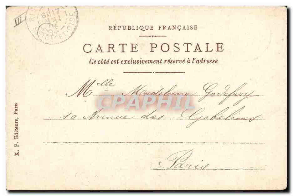 Chiens et chat — scène animale — K. F. Editeurs, Paris — Verso