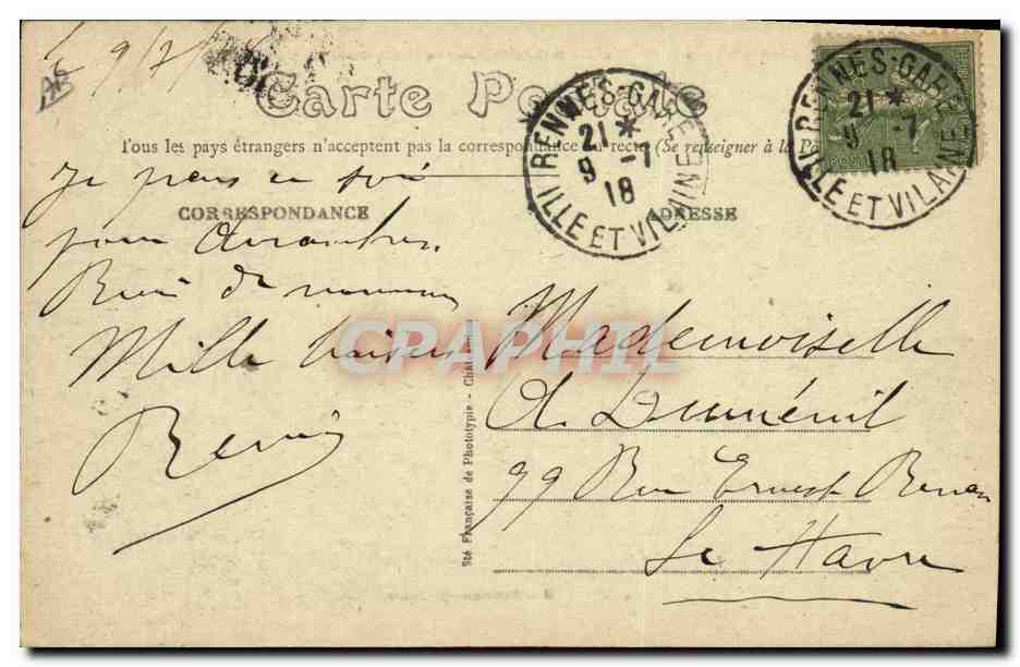 Rennes — L'hôpital militaire n°1 (Guerre de 1914-15-16-17) — Mary-Roussière édit, Rennes — Reverso