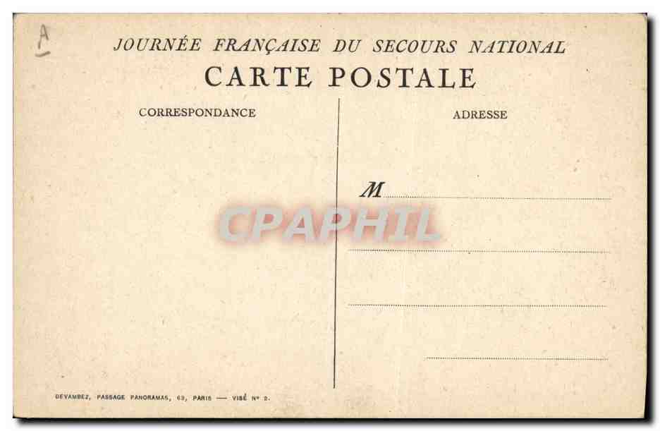 Journée Française du Secours National — Carte postale de correspondance — Éditeur Devanbez, Paris — Rückseite
