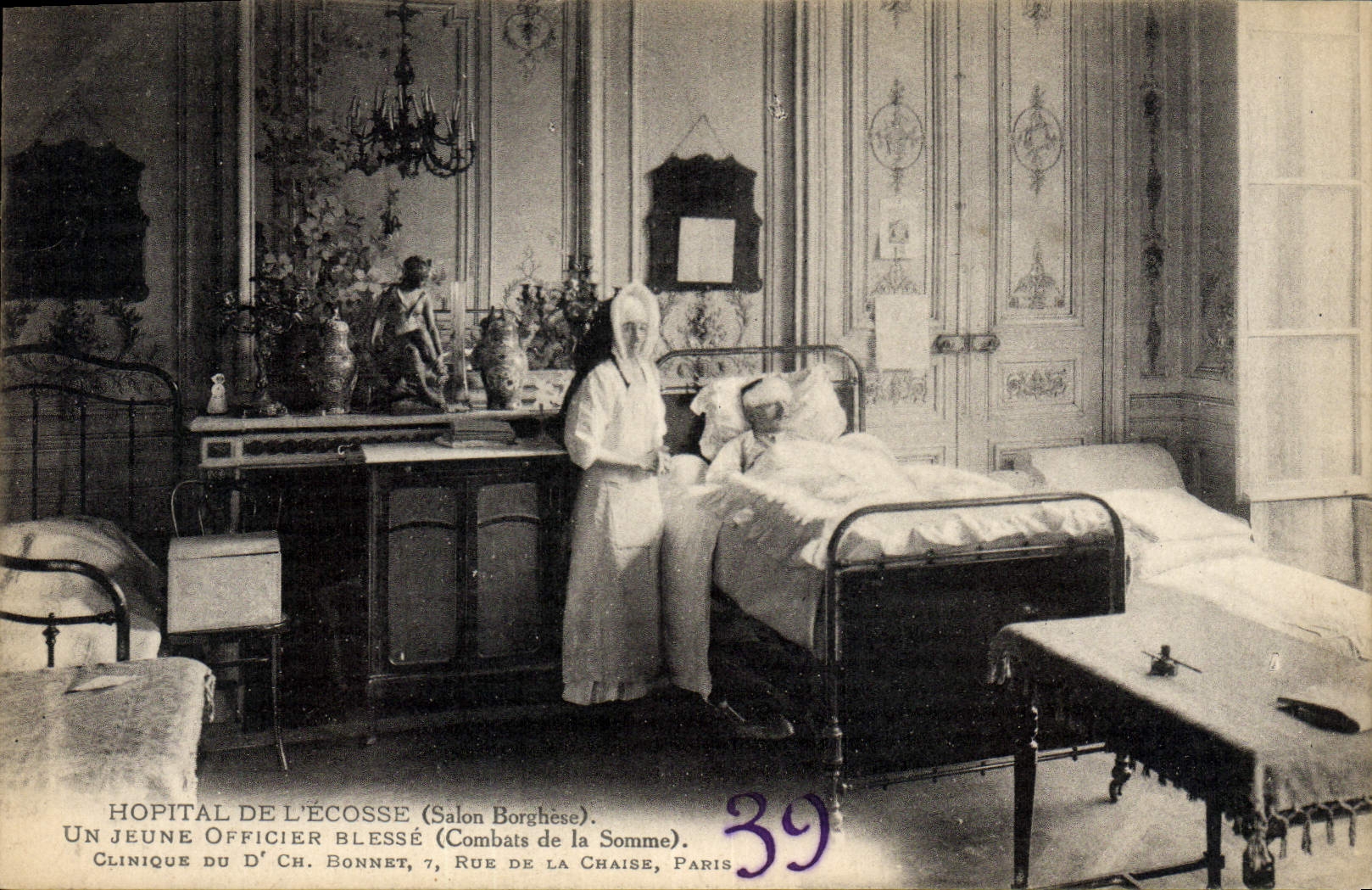 Un jeune officier blessé — Clinique du Dr Bonnet, 7, rue de la Chaise, Paris — éditeur Lévy Frères, n°39