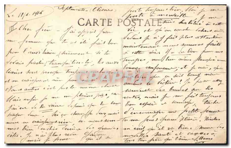 Arrivée d'un convoi de blessés — Guerre 1914 — Édition S.M.P., 2, rue Cannebière - Marseille — Rückseite