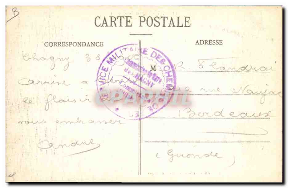 Chagny - Hôpital Temporaire — Éditeur : Edition des Galeries Nouvelles, Chagny — Rückseite