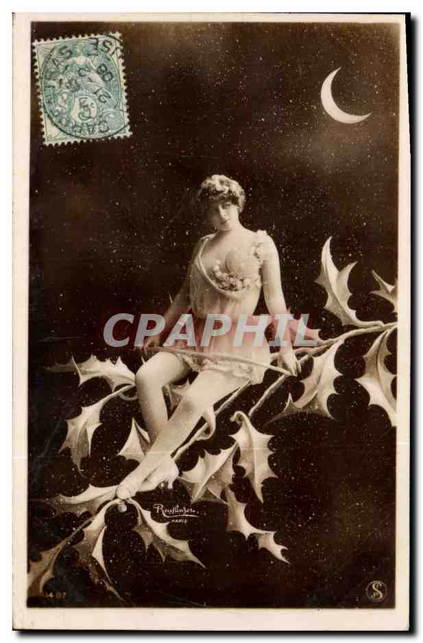 CPA Fantaisie Femme Lune 