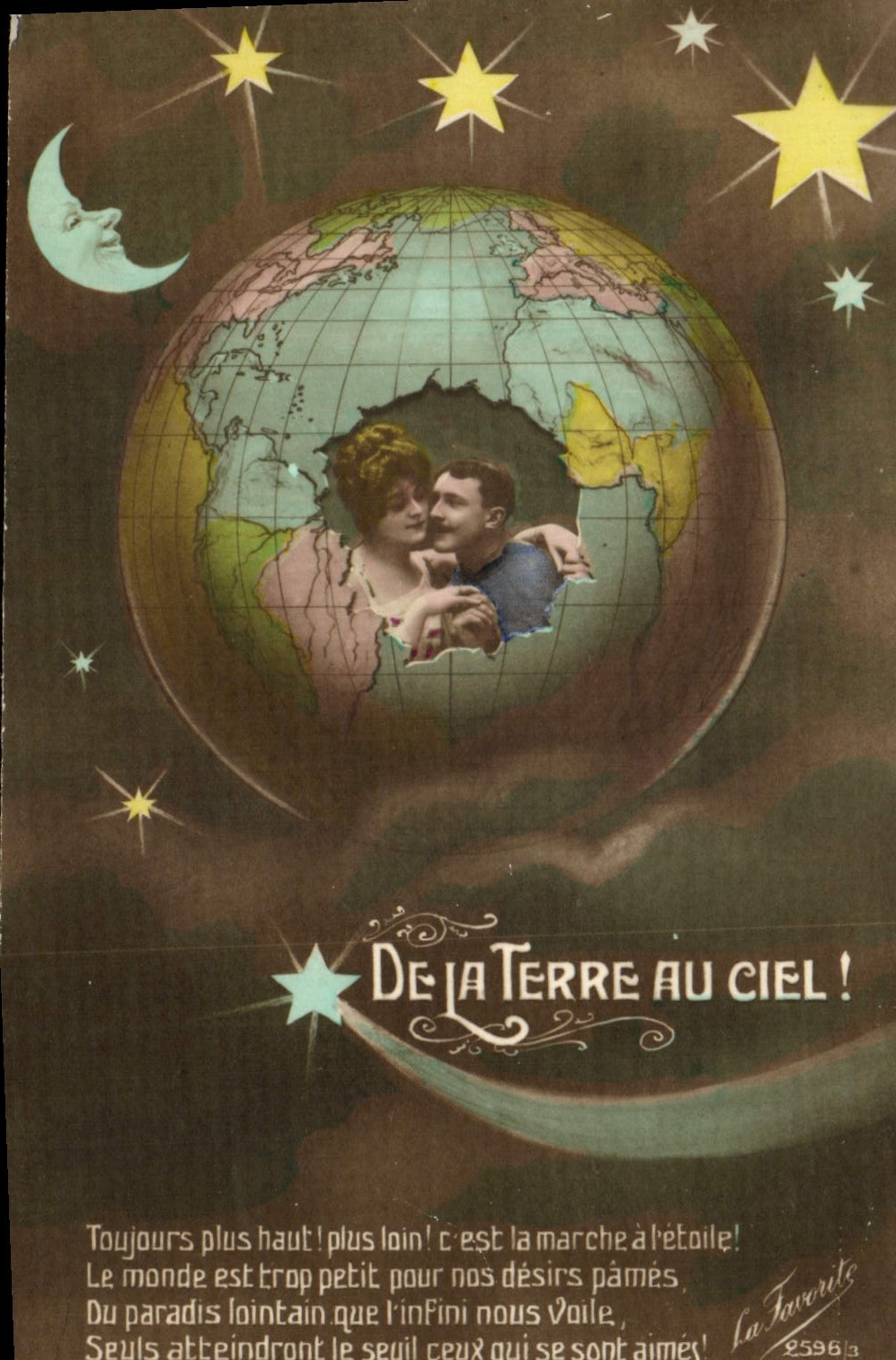 CPA Fantaisie Femme Lune Femme De la terre au ciel