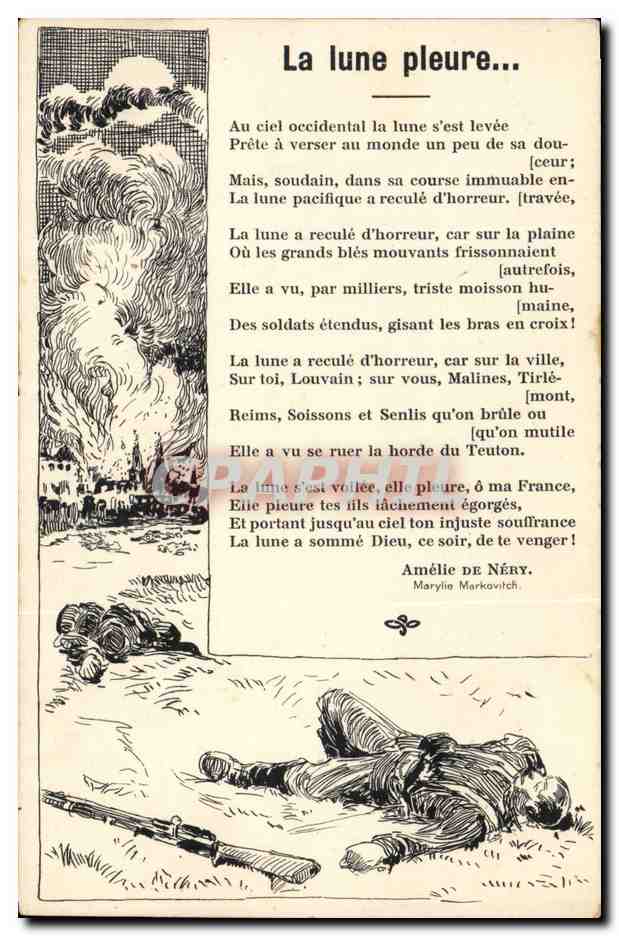 La lune pleure... — Poème sur la guerre — Éditeur PERROCHET & DAVID, La Chaux-de-Fonds & Lausanne