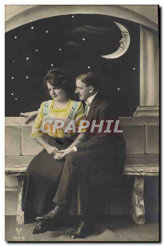 Couple sous la lune — scène nocturne — B.B. n°243-3