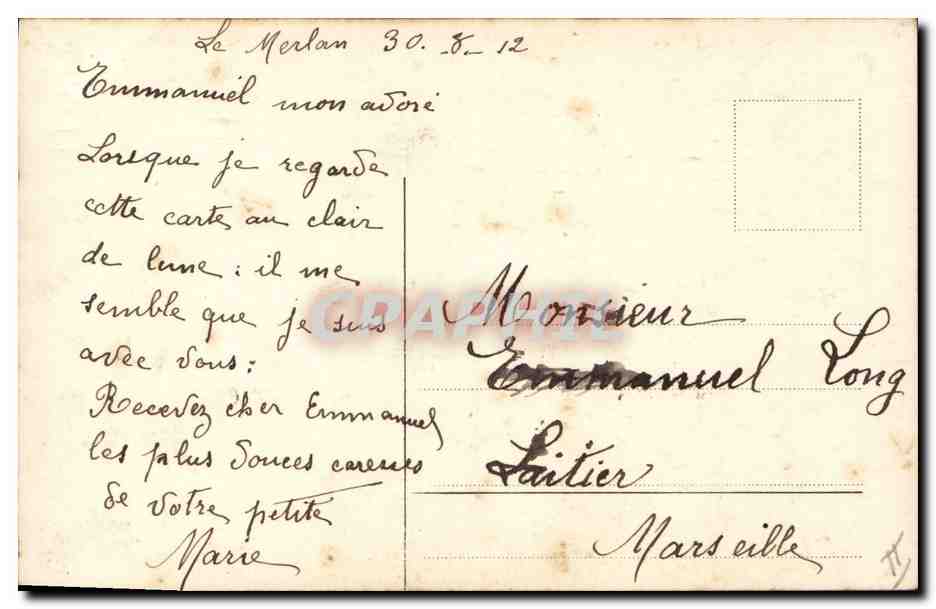 Couple sous la lune — scène nocturne — B.B. n°243-3 — Verso