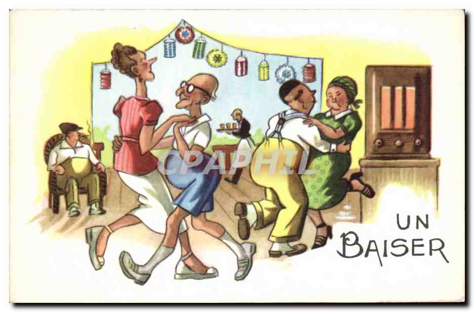 CPA Fantaisie Bal Un baiser 