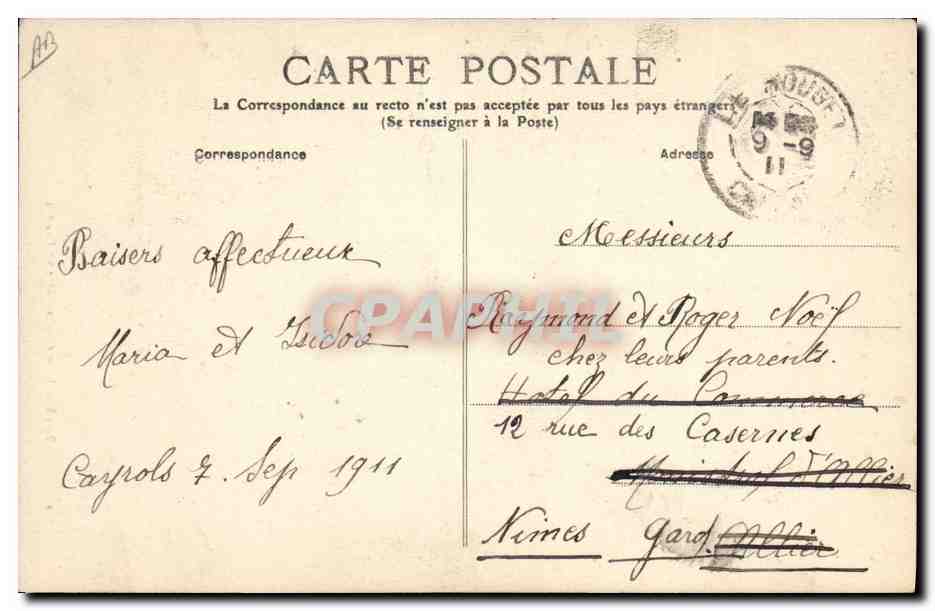 L'Auvergne — Une Fileuse et son Favori — M.T. I.L. n°2613 — Verso