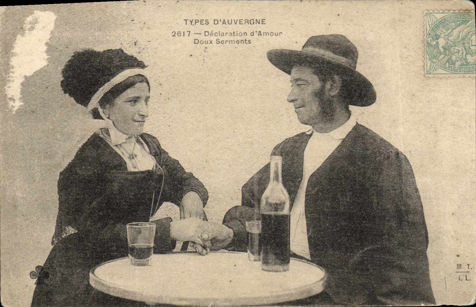 CPA Folklore Auvergne Une declaration d'amour Doux serments