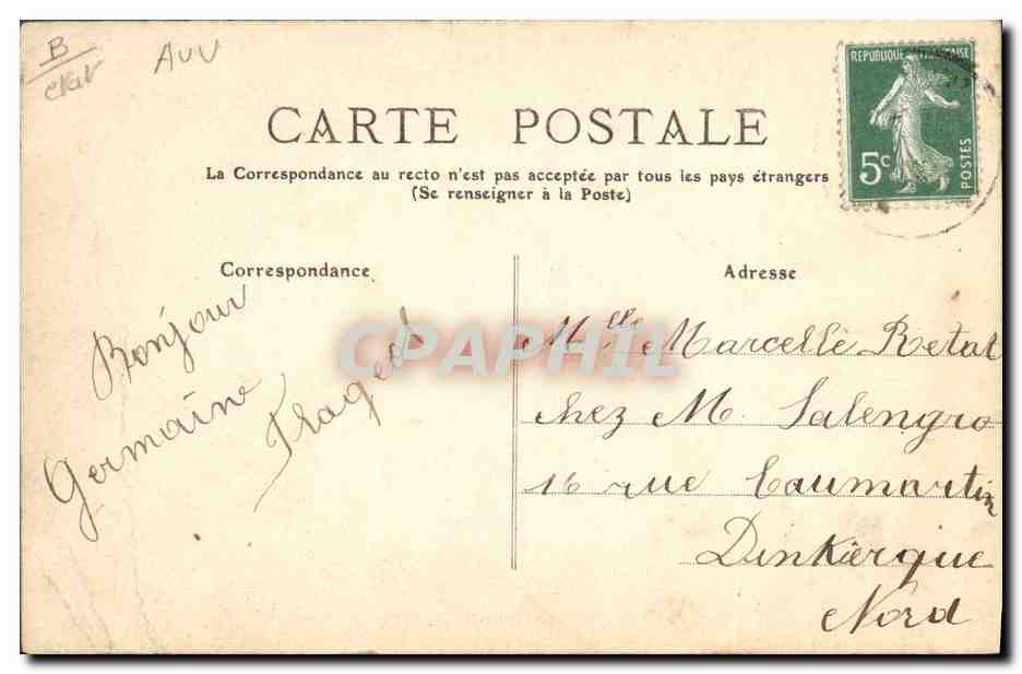 CPA Folklore Auvergne Attelage — Verso