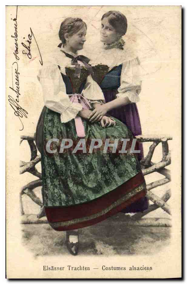 Deux jeunes femmes en costumes alsaciens — Effechausen & Elsia — Éditeur : Effechausen & Elsia