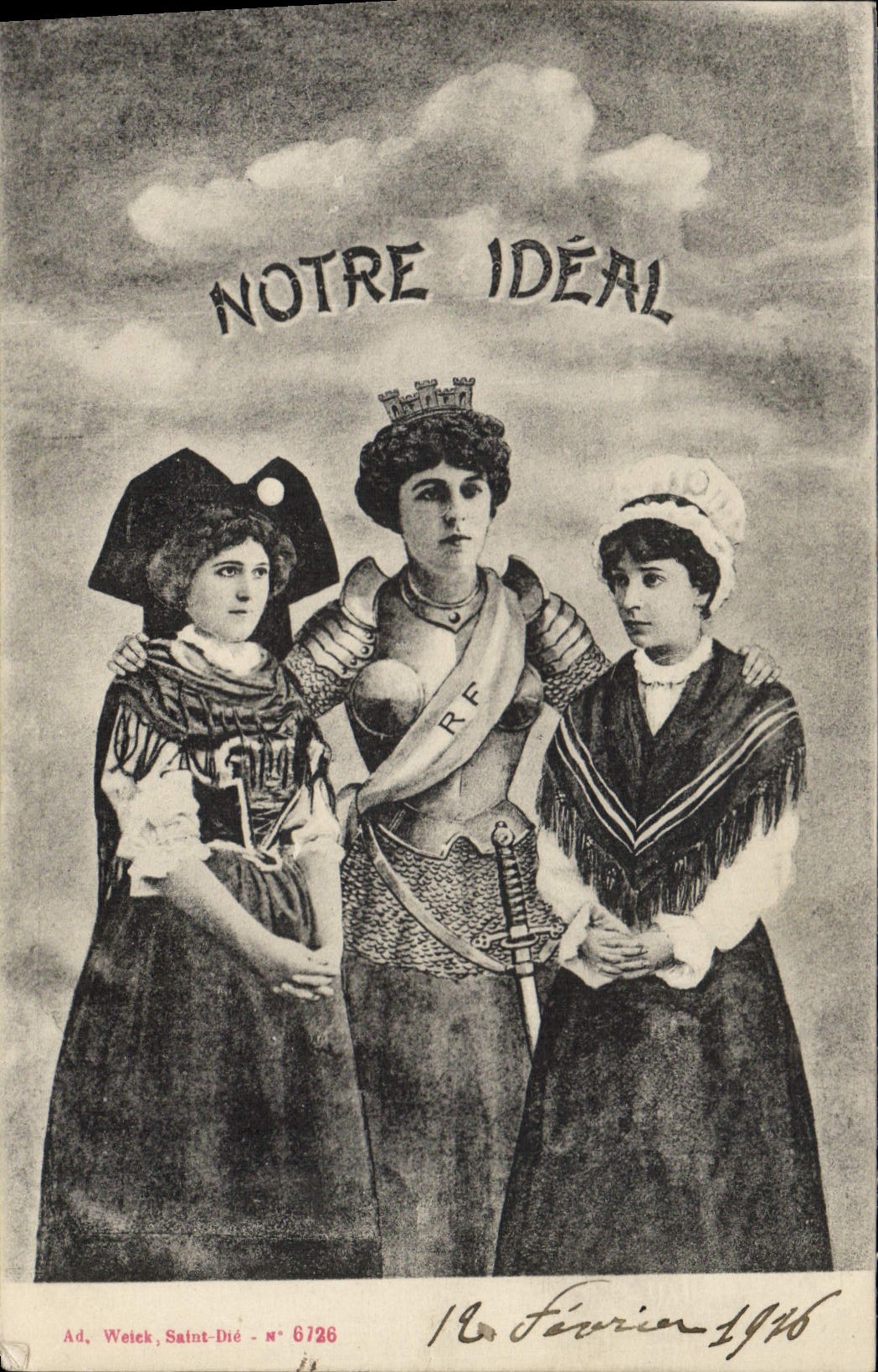 Trois femmes — représentation symbolique — Ad. Welek, Saint-Dié, n° 6726