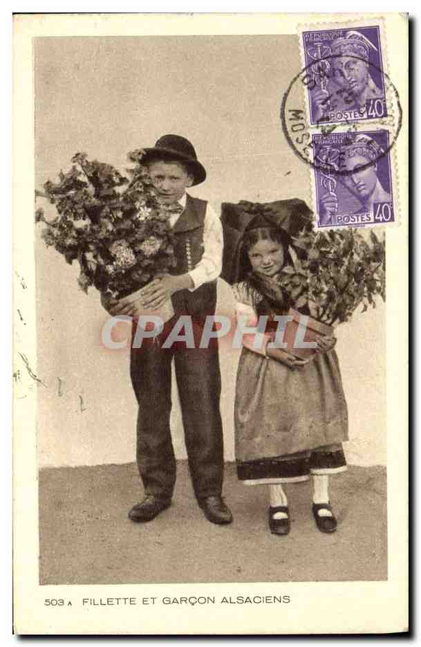 CPA Folklore Alsace Enfants
