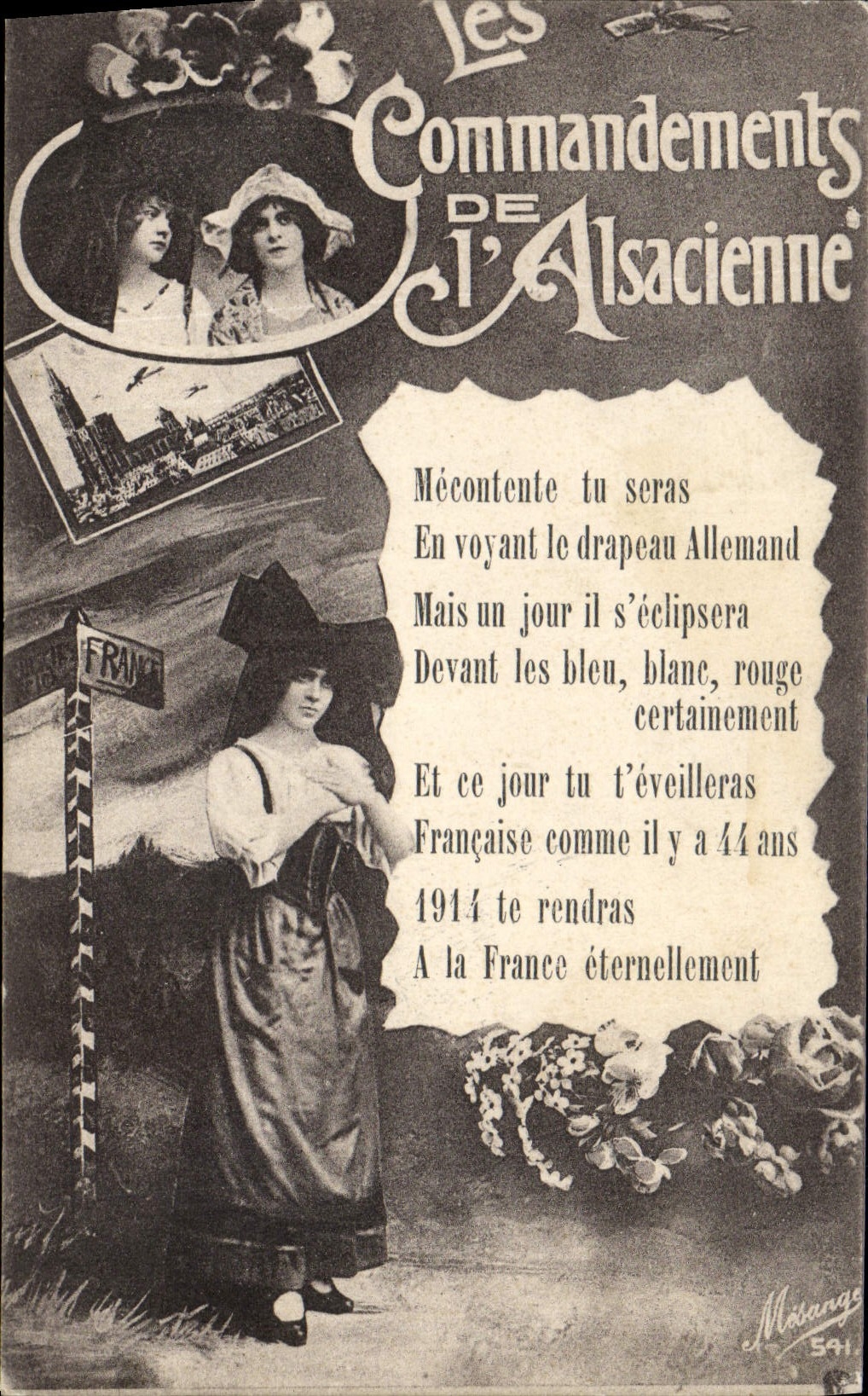 Les Commandements de l'Alsacienne — poème patriotique — éditeur Moëange, n°541 - Anverso