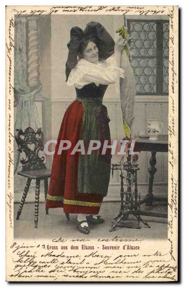 Femme en costume alsacien — Souvenir d'Alsace — éditeur non identifié - Anverso
