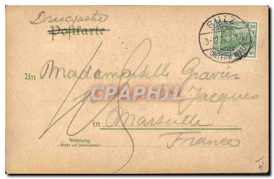 CPA Folklore Gruss aus dem Elsass — Verso