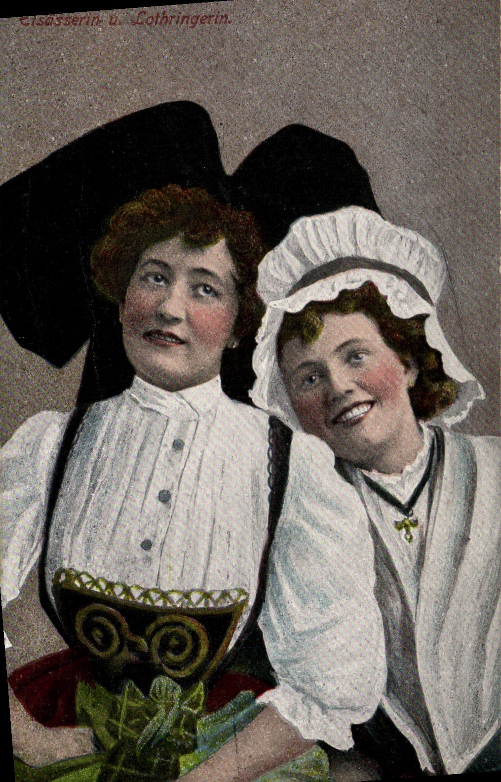 Deux femmes en costumes traditionnels — Lorraine — éditeur Felix Luib, Strasbourg