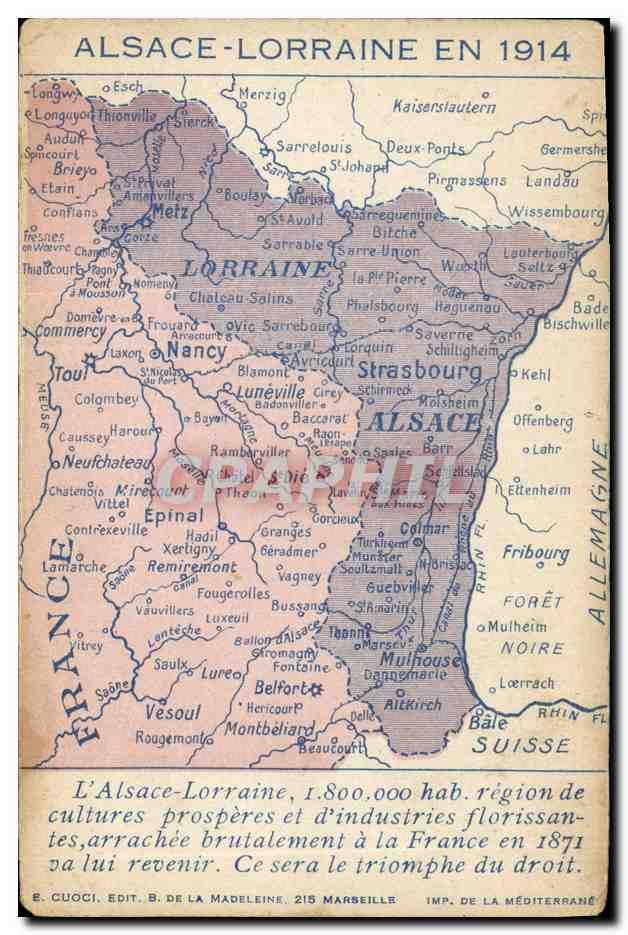 CPA Carte Alsace Lorraine en 1914