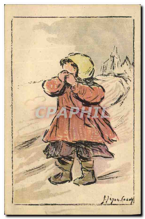 Enfant dans la neige — J. Jigou (Cassay) — Orphelinat des Armées