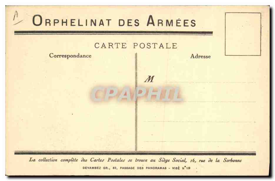 Enfant dans la neige — J. Jigou (Cassay) — Orphelinat des Armées — Verso