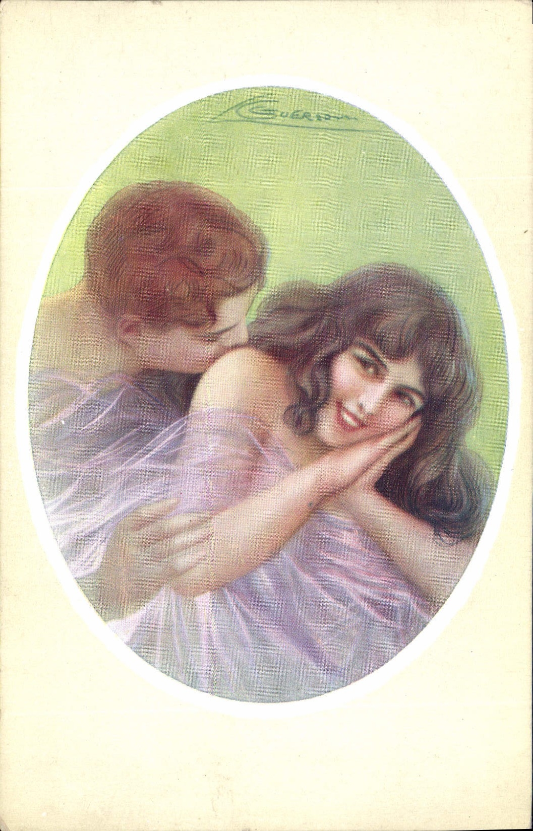 Jeune couple enlacé — illustration de Guerzon — éditeur CPAPHIL, n° 340-1