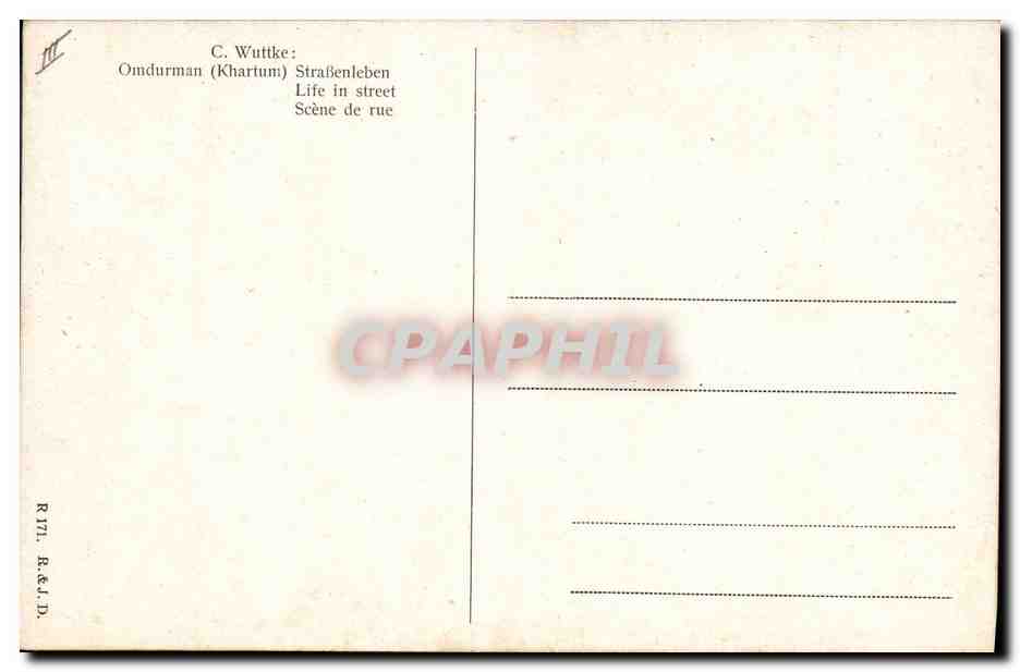 CPA Fantaisie Orientalisme Wuttke Scene de rue Omdurman Khartum — Rückseite