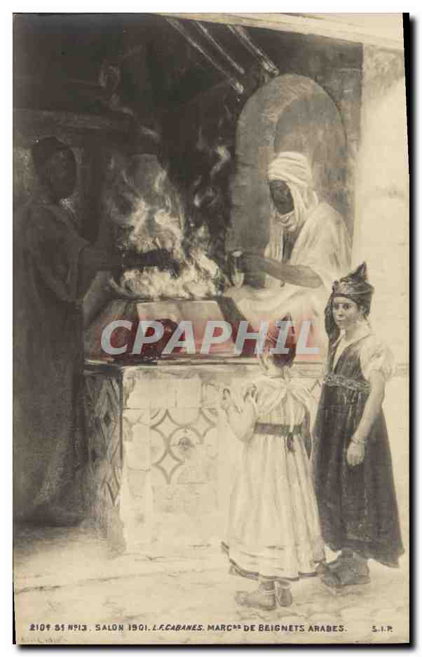 CPA Fantaisie Orientalisme Salon 1901 Marchand de beignets arabes