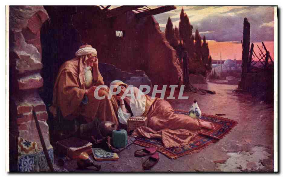 CPA Fantaisie Orientalisme Salon de Paris Ernst Apres l'incendie