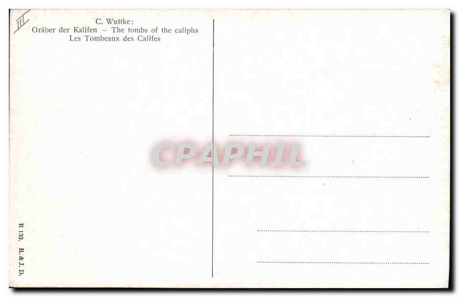 CPA Fantaisie Orientalisme Wuttke Les tombeaux des califes — Rückseite