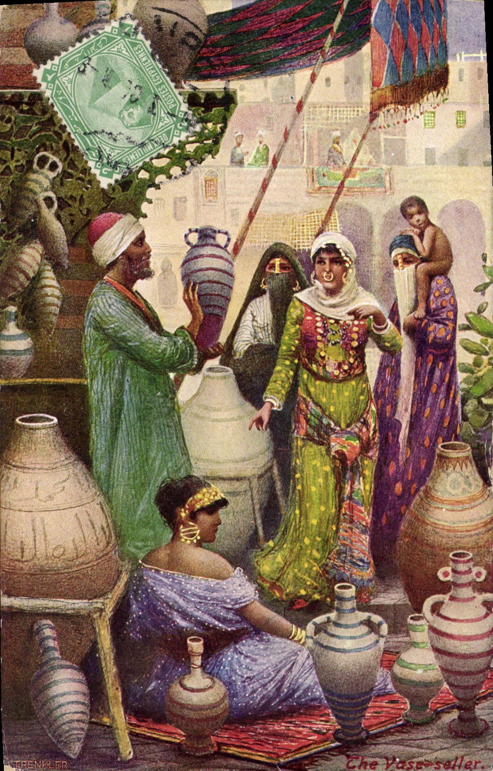 CPA Fantaisie Orientalisme The vase seller