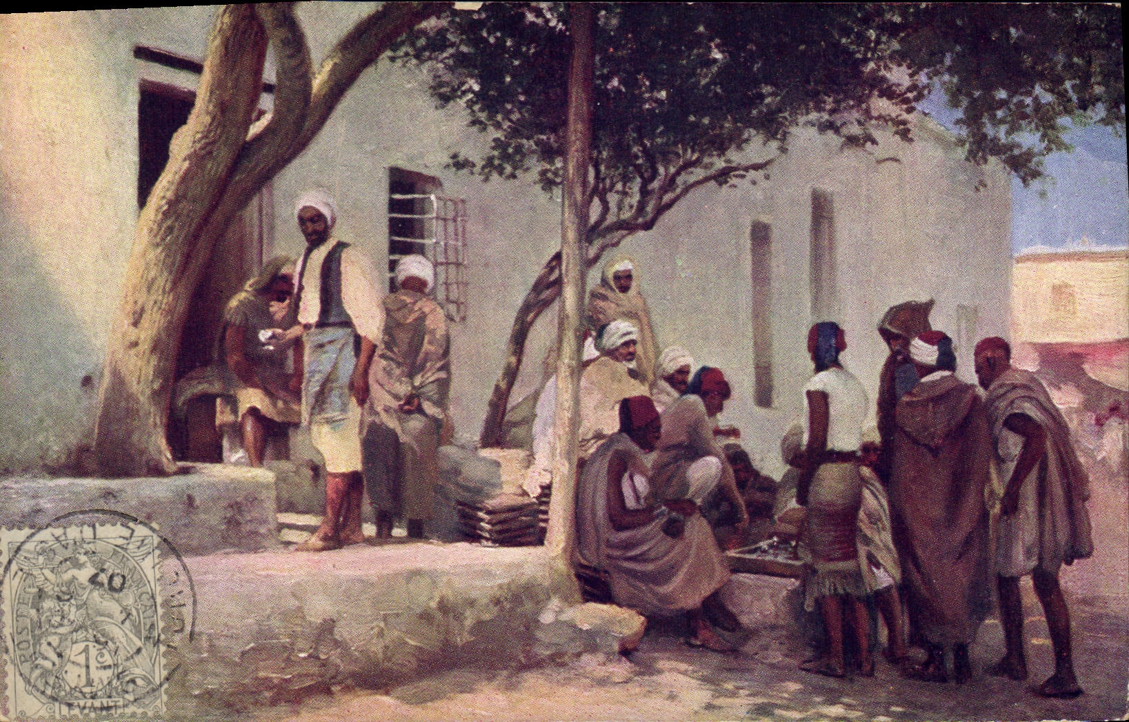 CPA Fantaisie Orientalisme Au cafe arabe