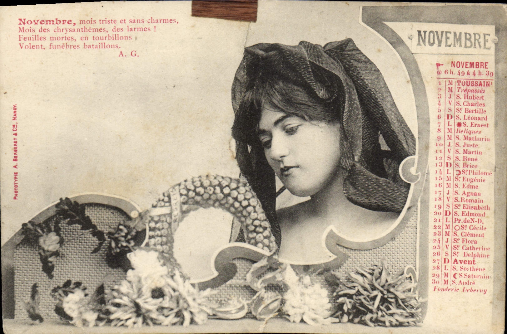 CPA Fantaisie Femme Novembre 