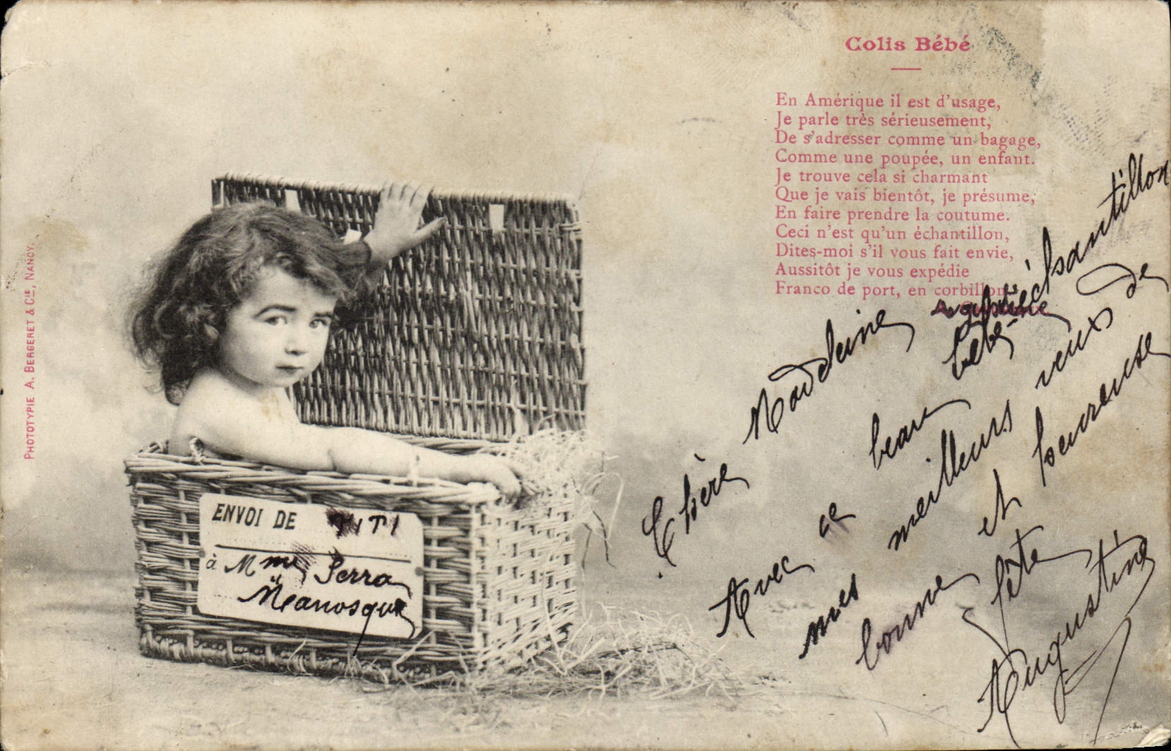 CPA Fantaisie Enfant Colis bebe